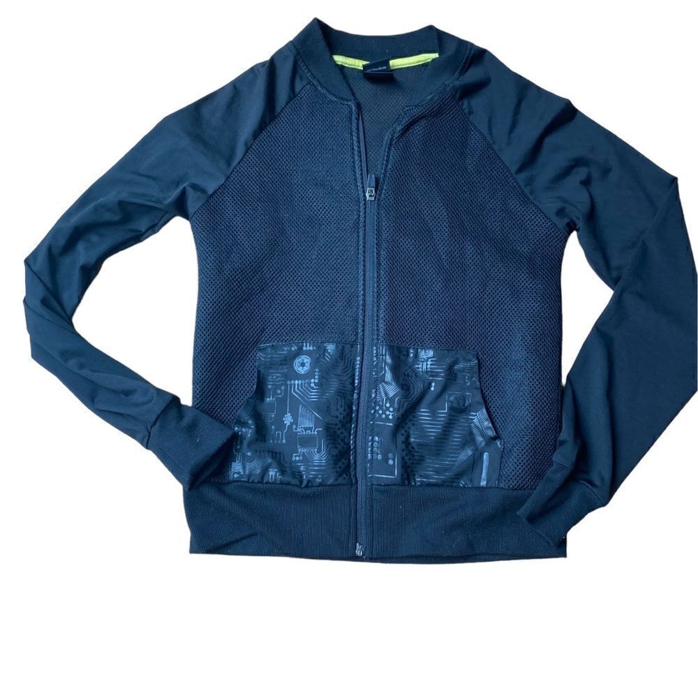 Graphic Star Wars Black Zip Up Athletic Top Mesh Back Size Small